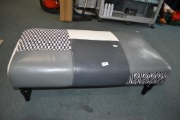 Leather & Fabric Patchwork Style Pouffe/Footstool