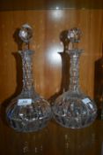 Pair of Cut Glass Lead Crystal Decanters