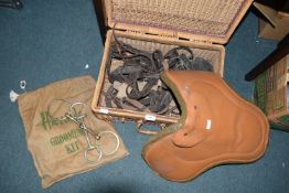 Basket of Vintage Horse Tack etc