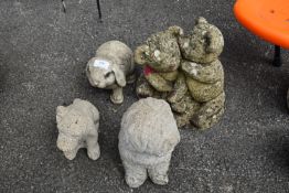 Four Concrete Garden Animals