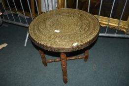 Eastern Brass Topped Folding Occasional Table