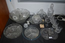 Glass Bowl, Seven Dishes, Decanter etc