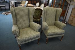 Pair of High Seat Upholstered Arm Chairs