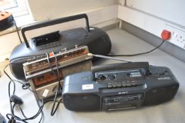 Three Portable Radio Cassette Recorders