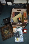 Vintage Items including Books Binoculars