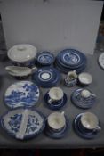 Blue & White Pottery including Willow Pattern etc 30+ Pieces
