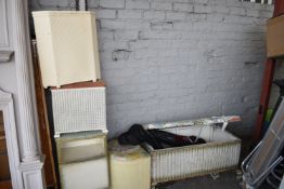 Lloyd Loom Style Wicker Ottoman and Bedside Cabine