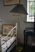 Brass Adjustable Standard Lamp with Green Shade
