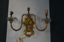 Gilded Brass Triple Wall Light Fitting with Laster