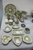 Wedgewood Green & White Jasperware Vases and Dishe