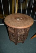 Small Eastern Carved Wood Folding Occasional Table
