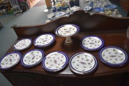 Unmarked Period Cake Stand & Plates - 9 Pieces