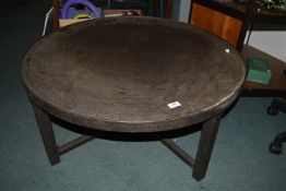 Eastern Brass Topped Circular Coffee Table