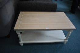 Cream Painted Coffee Table with Lined Oak Effect T
