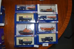 Eight Corgi RNLI Lifeboats and Support vehIcles