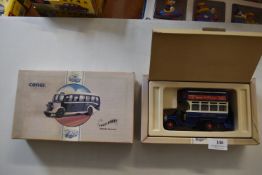 Two Corgi Commercial buses