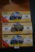 Three Corgi Classics Scammel delivery lorries