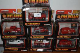 Seven Corgi 'Fire Heroes' Die Cast Models