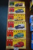 Six Vanguards Die cast advertising vehicles