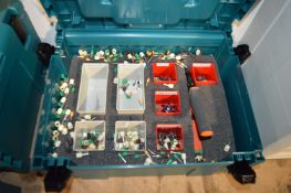 Makita Toolbox Containing Assorted Ferrules, and a Ratchet Ferrule Crimper