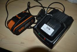 *Worx 2ah Battery, and Erbauer Charger