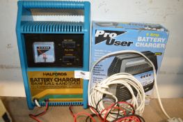 Halford’s 10a Battery Charger, and a Pro User 4a Battery Charger