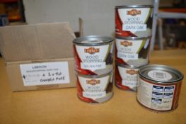 6x 125ml of Liberon Wood Stopping 4x “Dark Oak” and 2x “Golden Pine”