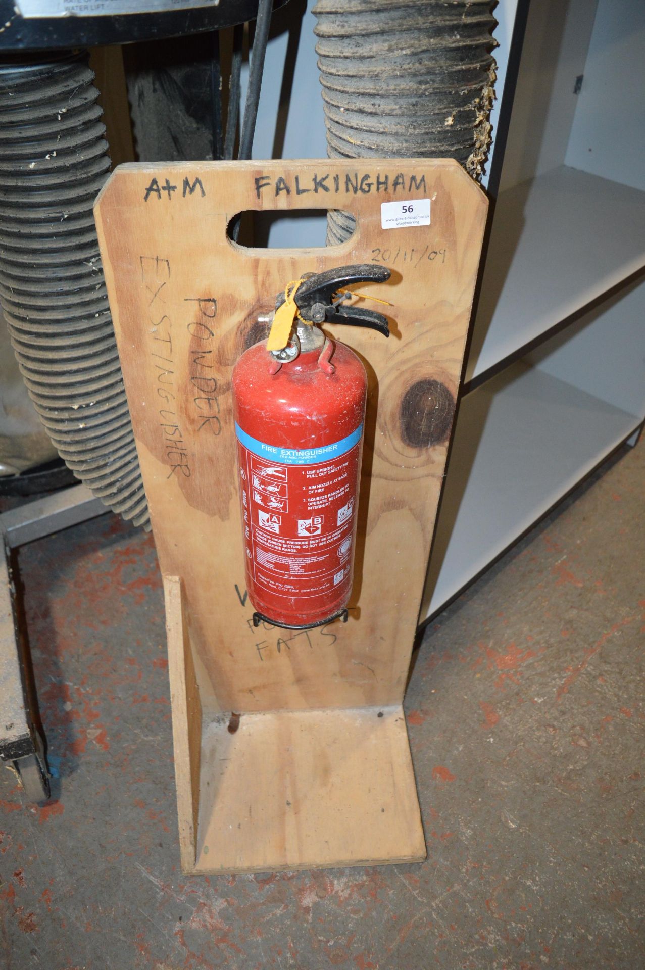 2kg Powder Fire Extinguisher on Wood Stand