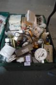 *Box of Assorted Electrical Items Including Ceiling Lights, Sockets, Lightbulbs, Switches, etc.