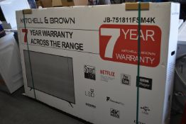 *Mitchell & Brown 75” 4k UHD Smart TV JB-751811FSM4K