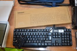 Vehemo RGB Gaming Keyboard, and a Dell Keyboard