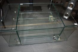 *Glass TV Stand with Castors