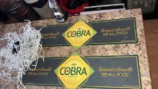 *Two Cobra Beer Mat Runners, Coca Cola Bottle Advert & Blue Led String Lights