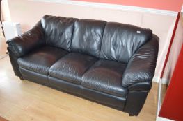 *Black Faux Leather Three Seat Settee