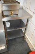 *Stainless Steel Mobile Preparation Table with Upstand to Rear and Two Undershelves