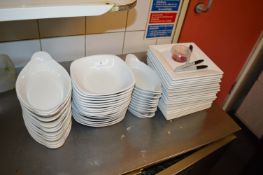 *Assorted White Crockery Including Eared Dishes, Square Plates, and Bowls