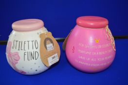 *2x Pot of Dreams Hand Decorated Moneyboxes