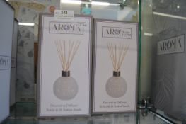 *2x Aroma Accessories Decorative Diffuser Bottles with 50x Rattan Reeds