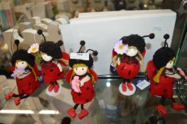 *5x Ladybug Shelf Dolls