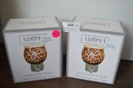*2x Aroma Animal Print Plug-In Wax Melt Burners