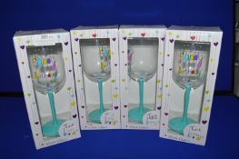 *4x Just Saying Happy Birthday Wine Glasses