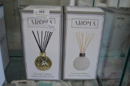 *2x Aroma Accessories Decorative Diffuser Bottles with 50x Fibre Reeds