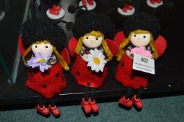 *5x Ladybug Shelf Ornaments