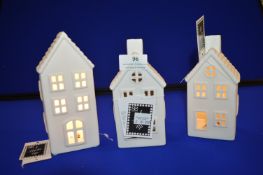 *3x Hares & Graces Light-Up Porcelain Houses