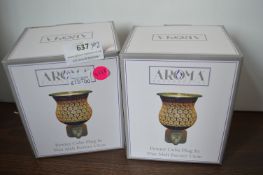 *2x Aroma Pewter Cube Plug-In Wax Melt Burners