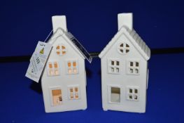 *2x Light-Up LED Porcelain Houses