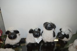 4x Woolly Sheep Shelf Ornaments