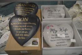 *4x In Memoriam Graveside Heart Plaques
