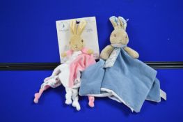 *2x Peter Rabbit and Flopsy Comfort Blankets