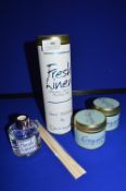 *2x Scented Candle Gift Tins, and a 1x Tube of Lily Flame Reed Diffuser